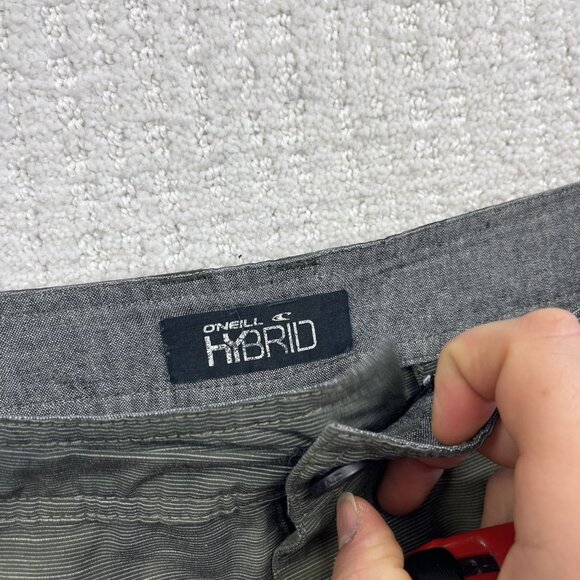 Y2K Oneill Hybrid Shorts Acid Bleach Men Brown Green Flat Front Board Short Read - Picture 6 of 13